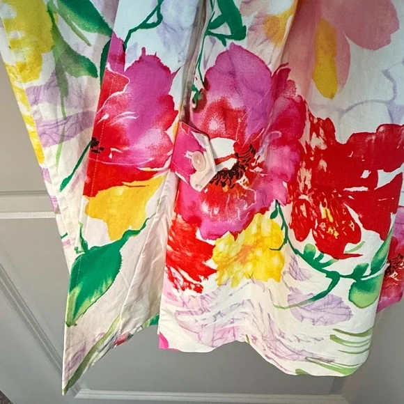 Ralph Lauren Black Label Watercolor Spring Floral Trench Coat Duster Belt Size 2 - Picture 7 of 11